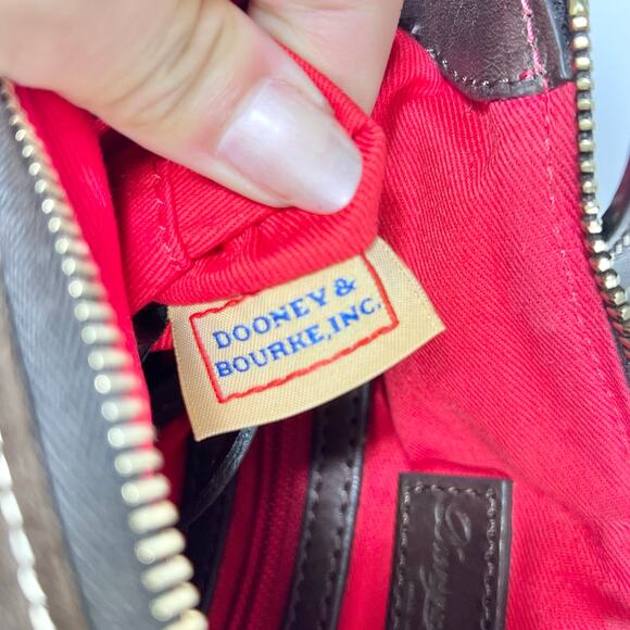 Dooney & Bourke Suede Letter Carrier Bag Crossbody Chocolate Brown - Picture 8 of 12